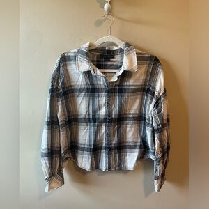 5 FOR 5--Sanctuary black white grey flannel button down top size small